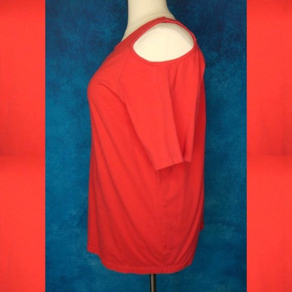 Roaman's Coral Cold Shoulder Top Size 22/24 - Picture 4 of 8